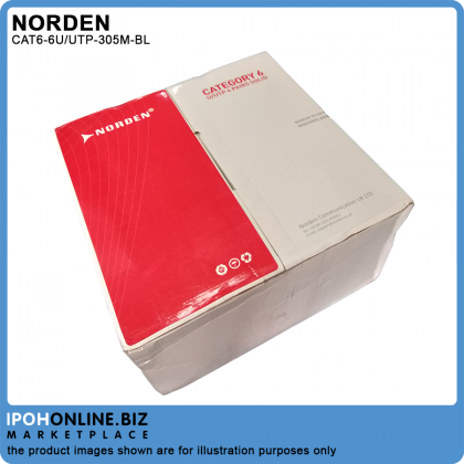 Norden Cat6 U/UTP 4 Pair 23AWG Cable PVC (Blue) - 305M Norden Cat6 U/UTP 4 Pair 23AWG Cable PVC (Blue) - 305M