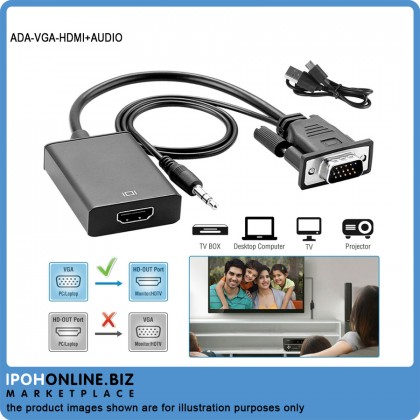 VGA Male To HDMI Output 1080P HD+ Audio TV AV HDTV Video Cable Converter Adapter VGA Male To HDMI Output 1080P HD+ Audio TV AV HDTV Video Cable Converter Adapter
