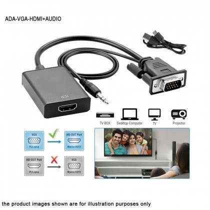 VGA Male To HDMI Output 1080P HD+ Audio TV AV HDTV Video Cable Converter Adapter VGA Male To HDMI Output 1080P HD+ Audio TV AV HDTV Video Cable Converter Adapter