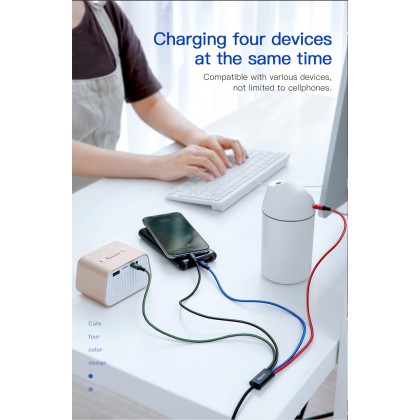 Baseus 4 in1 USB Cable IP+Micro USB+Type-C Ports Cable (1.2M)