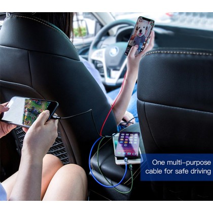 Baseus 4 in1 USB Cable IP+Micro USB+Type-C Ports Cable (1.2M)