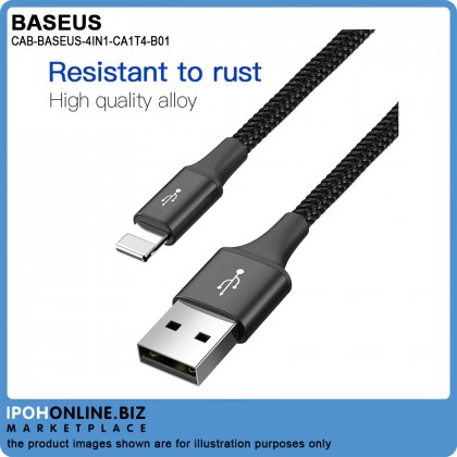 Baseus 4 in1 USB Cable IP+Micro USB+Type-C Ports Cable (1.2M)