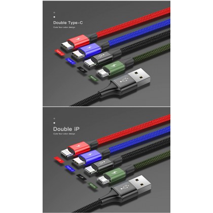 Baseus 4 in1 USB Cable IP+Micro USB+Type-C Ports Cable (1.2M)
