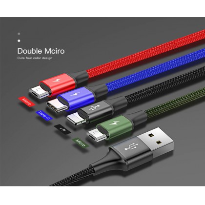 Baseus 4 in1 USB Cable IP+Micro USB+Type-C Ports Cable (1.2M)