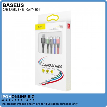 Baseus 4 in1 USB Cable IP+Micro USB+Type-C Ports Cable (1.2M)