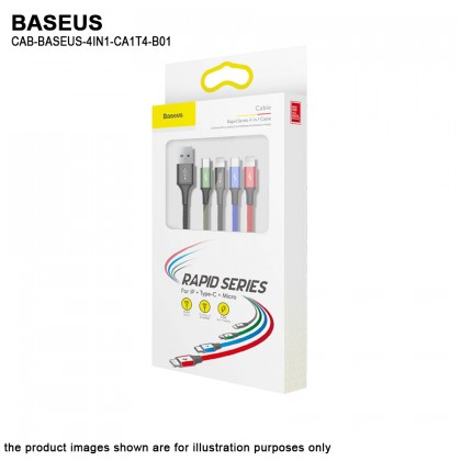 Baseus 4 in1 USB Cable IP+Micro USB+Type-C Ports Cable (1.2M)