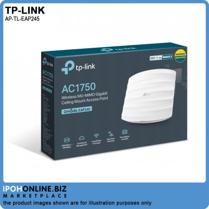TP-LINK EAP245 V3 AC1750 Wireless MU-MIMO Dual Band Gigabit Ceiling Mount Access Point TP-LINK EAP245 V3 AC1750 Wireless MU-MIMO Dual Band Gigabit Ceiling Mount Access Point