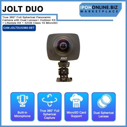 JOLT Duo - True 360° Full Spherical Panoramic Camera with Dual Lenses + Outdoor Kit + Lifestyle Kit + 32GB Class 10 MicroSD JOLT Duo - True 360° Full Spherical Panoramic Camera with Dual Lenses + Outdoor Kit + Lifestyle Kit + 32GB Class 10 MicroSD