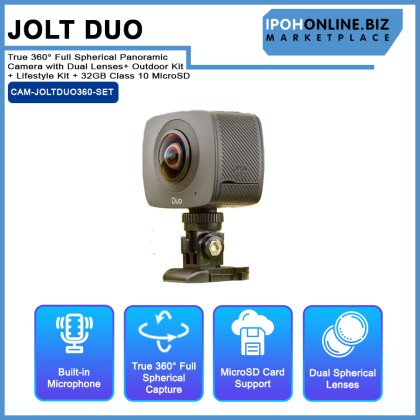 JOLT Duo - True 360° Full Spherical Panoramic Camera with Dual Lenses + Outdoor Kit + Lifestyle Kit + 32GB Class 10 MicroSD JOLT Duo - True 360° Full Spherical Panoramic Camera with Dual Lenses + Outdoor Kit + Lifestyle Kit + 32GB Class 10 MicroSD
