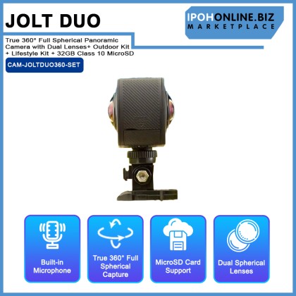 JOLT Duo - True 360° Full Spherical Panoramic Camera with Dual Lenses + Outdoor Kit + Lifestyle Kit + 32GB Class 10 MicroSD JOLT Duo - True 360° Full Spherical Panoramic Camera with Dual Lenses + Outdoor Kit + Lifestyle Kit + 32GB Class 10 MicroSD