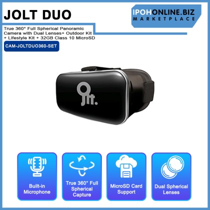 JOLT Duo - True 360° Full Spherical Panoramic Camera with Dual Lenses + Outdoor Kit + Lifestyle Kit + 32GB Class 10 MicroSD JOLT Duo - True 360° Full Spherical Panoramic Camera with Dual Lenses + Outdoor Kit + Lifestyle Kit + 32GB Class 10 MicroSD