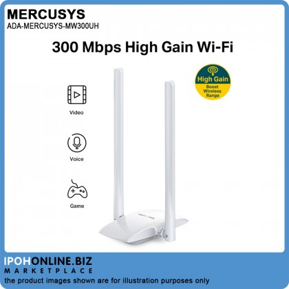 Mercusys MW300UH 300Mbps High Gain Wireless USB Adapter For Desktop & Laptop Mercusys MW300UH 300Mbps High Gain Wireless USB Adapter For Desktop & Laptop