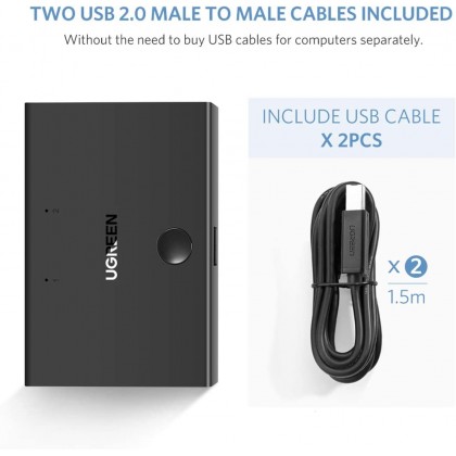 UGREEN 30345 USB 2.0 Sharing Switch 2-to-1 Support Speed up to 480Mbps