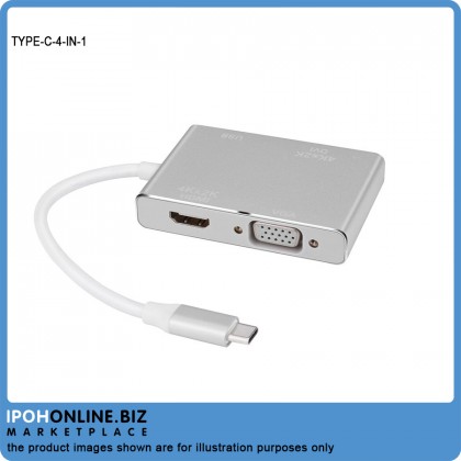 USB-Type C To VGA DVI HDMI & USB Adapter 4 IN 1 USB-Type C To VGA DVI HDMI & USB Adapter 4 IN 1