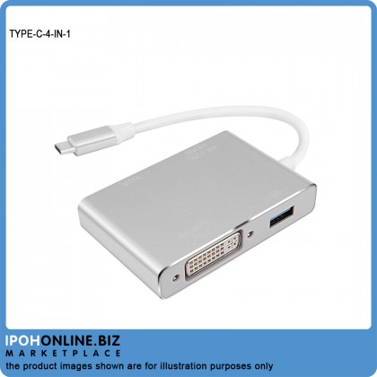 USB-Type C To VGA DVI HDMI & USB Adapter 4 IN 1 USB-Type C To VGA DVI HDMI & USB Adapter 4 IN 1