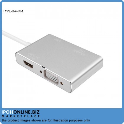 USB-Type C To VGA DVI HDMI & USB Adapter 4 IN 1 USB-Type C To VGA DVI HDMI & USB Adapter 4 IN 1