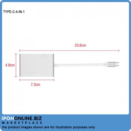 USB-Type C To VGA DVI HDMI & USB Adapter 4 IN 1 USB-Type C To VGA DVI HDMI & USB Adapter 4 IN 1