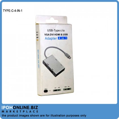 USB-Type C To VGA DVI HDMI & USB Adapter 4 IN 1 USB-Type C To VGA DVI HDMI & USB Adapter 4 IN 1