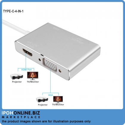 USB-Type C To VGA DVI HDMI & USB Adapter 4 IN 1 USB-Type C To VGA DVI HDMI & USB Adapter 4 IN 1