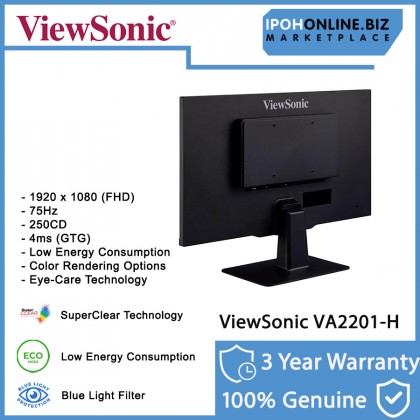 VIEWSONIC VA2201-H 21.5" 75Hz LED FLAT FHD VA PANEL LCD VESA VGA HDMI MONITOR