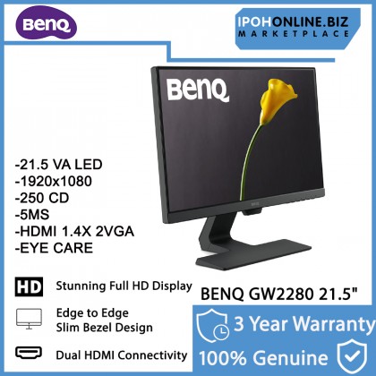 BENQ GW2280 21.5" 60Hz Full HD Eye Care Low Blue VA LED HDMI VGA Built-In Speaker Monitor BENQ GW2280 21.5" 60Hz Full HD Eye Care Low Blue VA LED HDMI VGA Built-In Speaker Monitor