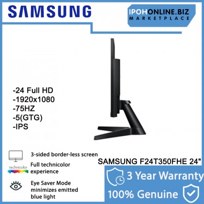 SAMSUNG F24T350FHE 24" 75Hz Flat FHD IPS LED AMD FreeSync HDMI VGA Monitor with Borderless Design SAMSUNG F24T350FHE 24" 75Hz Flat FHD IPS LED AMD FreeSync HDMI VGA Monitor with Borderless Design