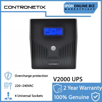 Contronetix V2000 Micropower Offline UPS 2000va Built-in AVR,4 Universal Output Sockets