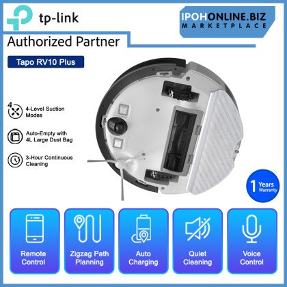 TP-Link Tapo RV10 Plus Smart Auto Empty Dock Robot Vacuum Cleaner & Wet/Dry Mopping Sweeping Capacity 4L Large Dust Bag TP-Link Tapo RV10 Plus Smart Auto Empty Dock Robot Vacuum Cleaner & Wet/Dry Mopping Sweeping Capacity 4L Large Dust Bag