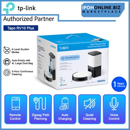 TP-Link Tapo RV10 Plus Smart Auto Empty Dock Robot Vacuum Cleaner & Wet/Dry Mopping Sweeping Capacity 4L Large Dust Bag TP-Link Tapo RV10 Plus Smart Auto Empty Dock Robot Vacuum Cleaner & Wet/Dry Mopping Sweeping Capacity 4L Large Dust Bag