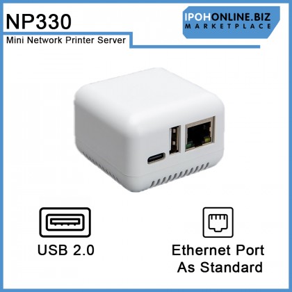 IPOHONLINE NP330N USB 2.0 Mini Network Printer Server with Power Adapter IPOHONLINE NP330N USB 2.0 Mini Network Printer Server with Power Adapter
