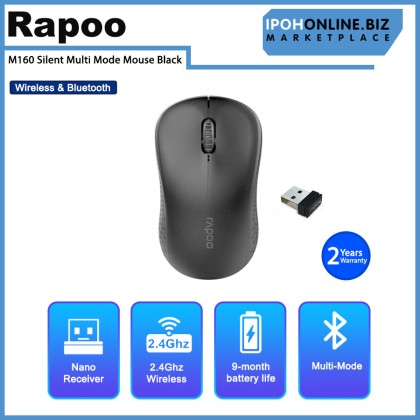 Rapoo M160 Silent Multi Mode Wireless & Bluetooth Mouse Black