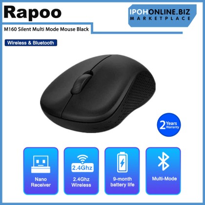 Rapoo M160 Silent Multi Mode Wireless & Bluetooth Mouse Black
