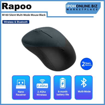Rapoo M160 Silent Multi Mode Wireless & Bluetooth Mouse Black