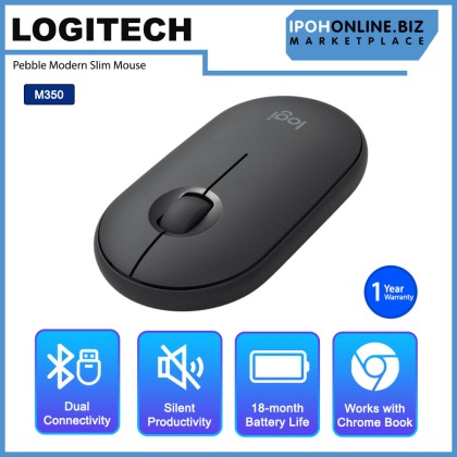 Logitech Pebble M350 Modern Slim and Silent Wireless Bluetooth Mouse