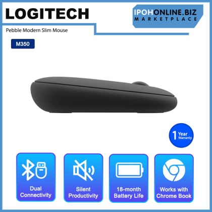 Logitech Pebble M350 Modern Slim and Silent Wireless Bluetooth Mouse