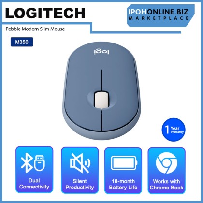 Logitech Pebble M350 Modern Slim and Silent Wireless Bluetooth Mouse