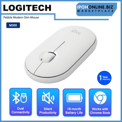 Logitech Pebble M350 Modern Slim and Silent Wireless Bluetooth Mouse