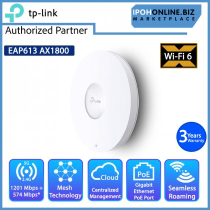 TP-Link Omada EAP613 AX1800 Ceiling Mount WiFi 6 Access Point TP-Link Omada EAP613 AX1800 Ceiling Mount WiFi 6 Access Point