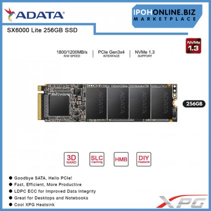 XPG SX6000 Lite PCIe Gen3x4 M.2 2280 Solid State Drive 256GB NVMe SSD