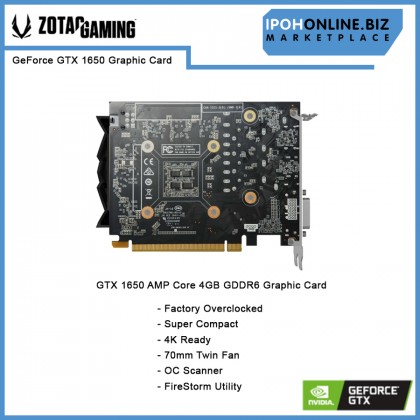 ZOTAC GAMING GeForce GTX 1650 4GB 128Bit GDDR6 DVI DP HDMI Graphics Card with DUAL FAN ZOTAC GAMING GeForce GTX 1650 4GB 128Bit GDDR6 DVI DP HDMI Graphics Card with DUAL FAN