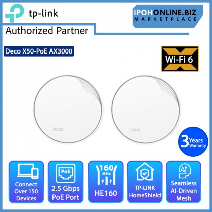 TP-Link Deco X50-POE AX3000 Whole Home Mesh Wifi 6 Router System With POE - 2 Pack