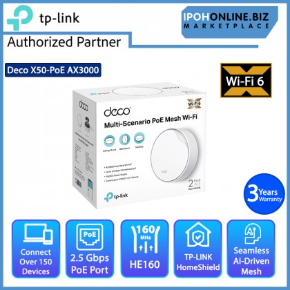 TP-Link Deco X50-POE AX3000 Whole Home Mesh Wifi 6 Router System With POE - 2 Pack