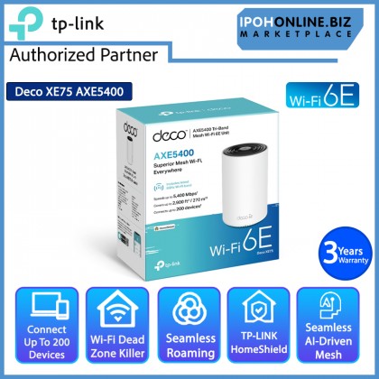 TP-LINK Deco XE75 AXE5400 Tri-Band Mesh Wi-Fi 6E System - 1 Pack TP-LINK Deco XE75 AXE5400 Tri-Band Mesh Wi-Fi 6E System - 1 Pack