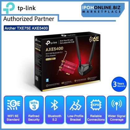 TP-Link Archer TXE75E AXE5400 WiFi 6E Bluetooth 5.2 Tri-Band MU-MIMO PCIe Adapter TP-Link Archer TXE75E AXE5400 WiFi 6E Bluetooth 5.2 Tri-Band MU-MIMO PCIe Adapter