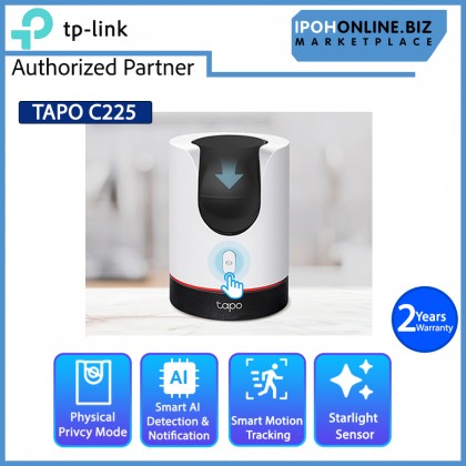 TP-Link Tapo C225 2K QHD 4MP F1.6 Aperture Pan/Tilt Smart AI Home Security Wi-Fi Surveillance IP Camera TP-Link Tapo C225 2K QHD 4MP F1.6 Aperture Pan/Tilt Smart AI Home Security Wi-Fi Surveillance IP Camera