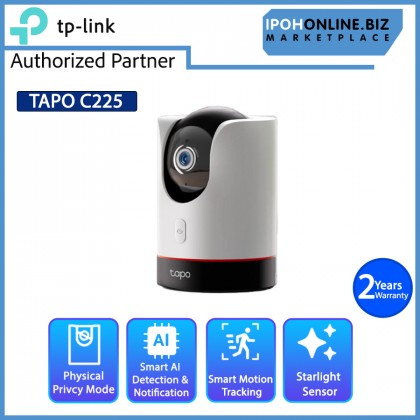 TP-Link Tapo C225 2K QHD 4MP F1.6 Aperture Pan/Tilt Smart AI Home Security Wi-Fi Surveillance IP Camera TP-Link Tapo C225 2K QHD 4MP F1.6 Aperture Pan/Tilt Smart AI Home Security Wi-Fi Surveillance IP Camera