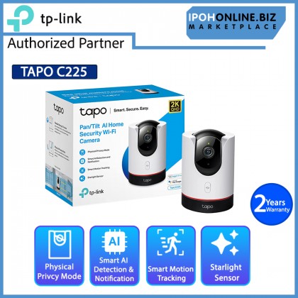 TP-Link Tapo C225 2K QHD 4MP F1.6 Aperture Pan/Tilt Smart AI Home Security Wi-Fi Surveillance IP Camera TP-Link Tapo C225 2K QHD 4MP F1.6 Aperture Pan/Tilt Smart AI Home Security Wi-Fi Surveillance IP Camera