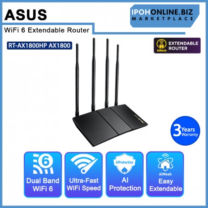 ASUS RT-AX1800HP AX1800 Dual Band WiFi 6 Extendable Router, Subscription Free Network Security, Built-In VPN, Parental Control, Gaming, AiMesh ASUS RT-AX1800HP AX1800 Dual Band WiFi 6 Extendable Router, Subscription Free Network Security, Built-In VPN, Parental Control, Gaming, AiMesh