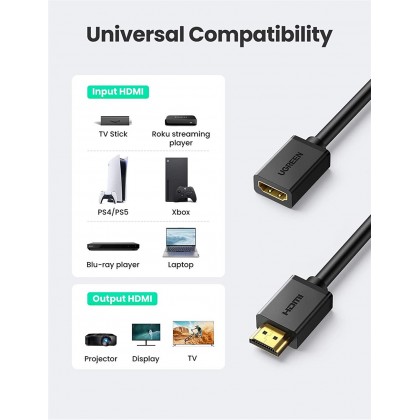 UGREEN HDMI Male To Female Extension Cable 1080P 3D for Projector - 1 Meter UGREEN HDMI Male To Female Extension Cable 1080P 3D for Projector - 1 Meter