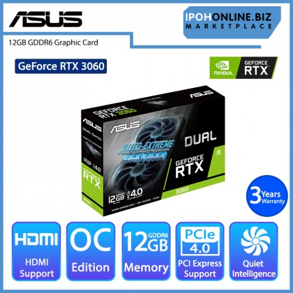 ASUS Dual GeForce RTX 3060 V2 OC Edition 12GB GDDR6 Gaming Graphics Card HDMI DP DUAL-RTX3060-O12G-V2 ASUS Dual GeForce RTX 3060 V2 OC Edition 12GB GDDR6 Gaming Graphics Card HDMI DP DUAL-RTX3060-O12G-V2